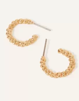 Image of Accessorize Womens 14ct Gold-Plated Bobble Chubby Hoops