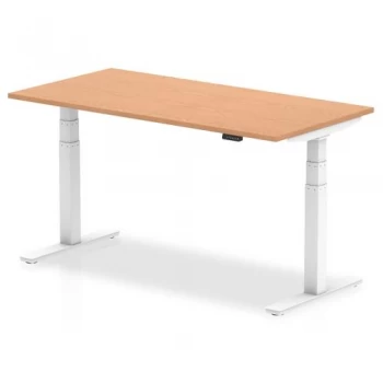 Image of Trexus Sit Stand Desk Height-adjustable White Leg Frame 1600800mm Oak