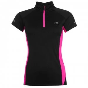 Image of Karrimor quarter Zip Short Sleeve T Shirt Ladies - Black/Pink