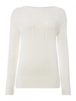 Image of Barbour Weymouth Boat Neck Cable Jumper White