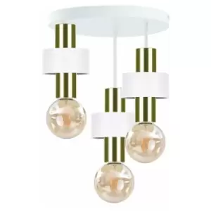 image of Keter Unica Multi Arm Semi Flush Ceiling Light White, Gold, 35cm, 3x E27