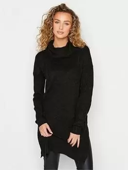 image of Long Tall Sally Charcoal Roll Neck Tunic, Grey, Size 14-16, Women