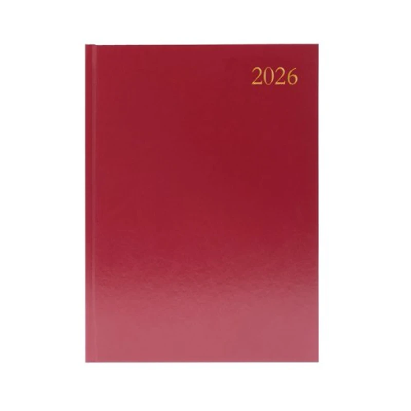 Image of 5 Star Desk Diary Day Per Page A4 Burgundy 2026 KFA41BG26