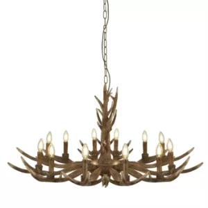 image of Stag 12 Light Pendant Brown, E14