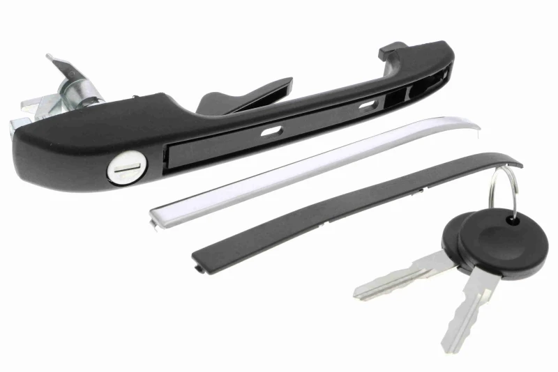 Image of VAICO V10-6144 Door Handle Left Front, black, with lock barrel, Original VAICO Quality Door Handle (1373)