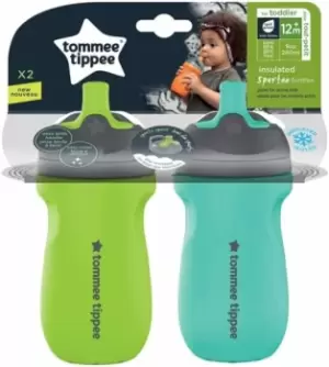 image of Tommee Tippee - Insulated Sportee Water Bottle Twin Pack - Teal & Green