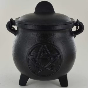 image of Pentagram Cast Iron Witch Cauldron (Large)