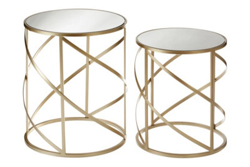 Image of Premier Housewares Set Of 2 Avantis Swirl Frame Tables Gold