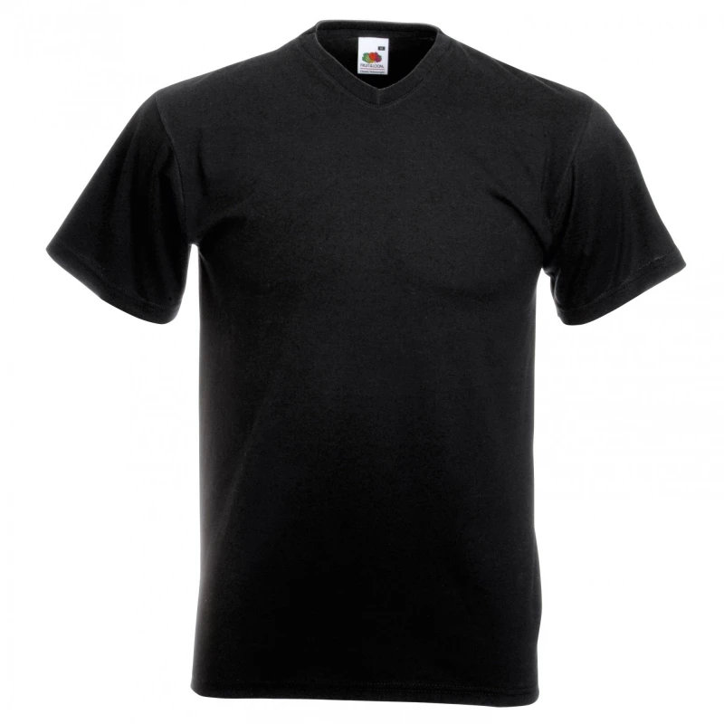 Image of Fruit Of The Loom Fruit of the Loom Men Valueweight V-Neck, Short Sleeve T-Shirt in Black Size: Small Black S Male 5055747631395
