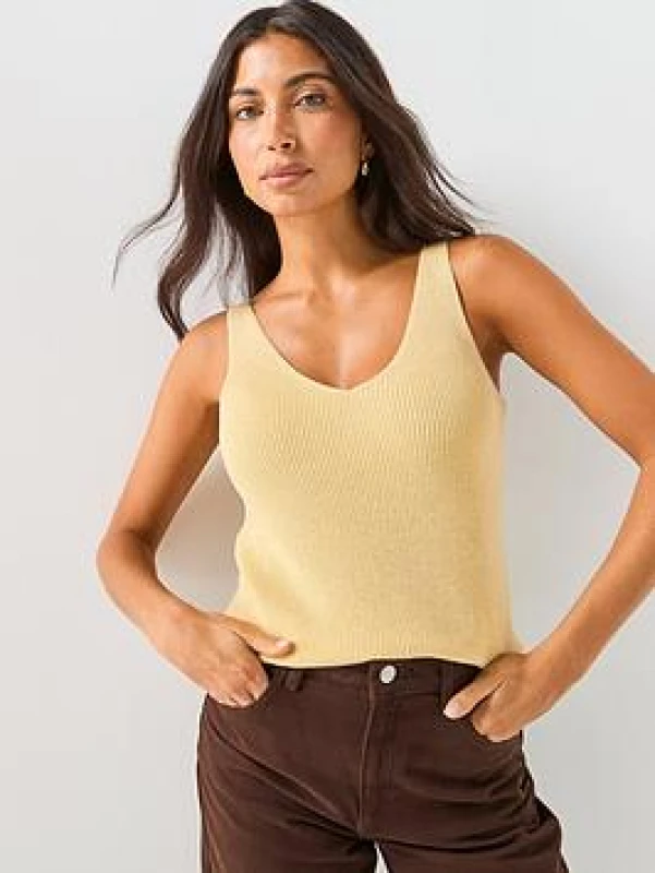 Image of Vero Moda VMNEWLEXSUN SHINE womens Vest top in Yellow
