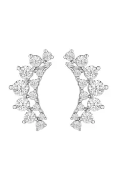 image of Rhodium Plated Cubic Zirconia Ear Climber Earrings