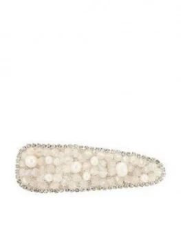 image of Accessorize Freshwater Pearl Bling Snap Clip - Pearl