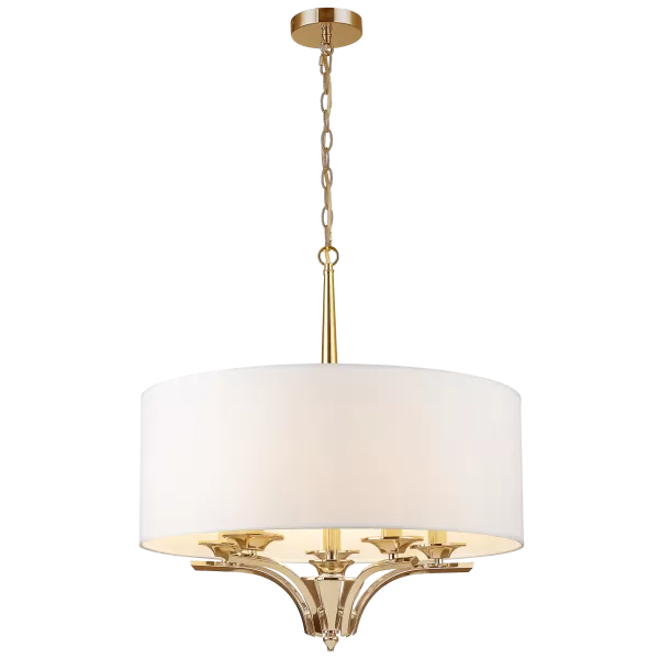 image of Atlanta 5 Light Cylindrical Pendant Ceiling Light Gold, E14