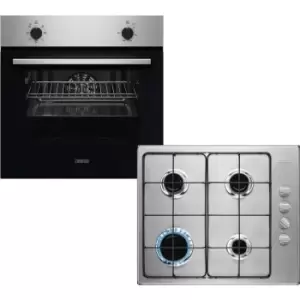 image of Zanussi Gas Hob & Electric Single Fan Oven Pack - Stainless Steel