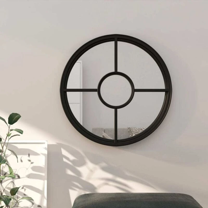 Image of VIDAXL Mirror Black 40x4cm Iron Round for Indoor Use Vidaxl 8720286774441