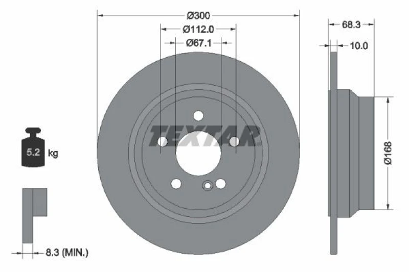 Image of TEXTAR 92115400 Brake disc Solid, without wheel studs Brake Disc (82)
