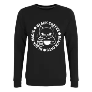 image of Grindstore Womens/Ladies Black Cats Black Magic Black Coffee Jumper (L) (Black)