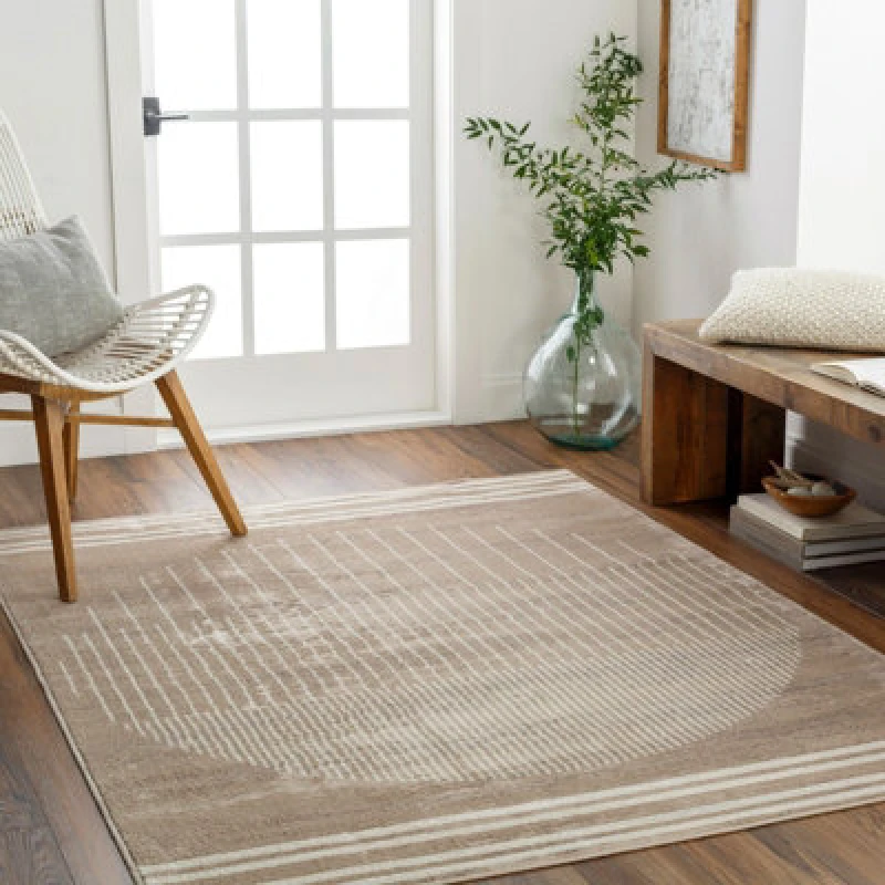Image of Livabliss Scandi Geometric Brown Enso Area Rug 160 X 215cm - Easy Care, Non Shedding, Ideal For Living Room & Bedroom