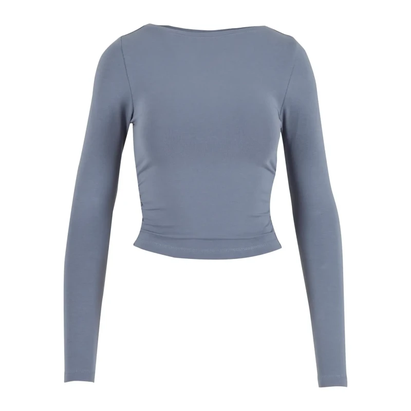Image of Urban Classics Womens long sleeve T-Shirt Urban Classics Ruffled Super Slim Gris Female XL