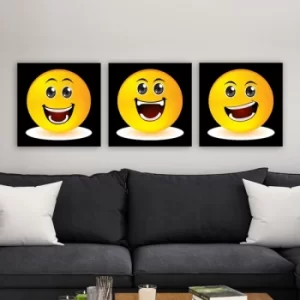 Image of PEMOJI2 Multicolor Decorative Canvas Painting (3 Pieces)