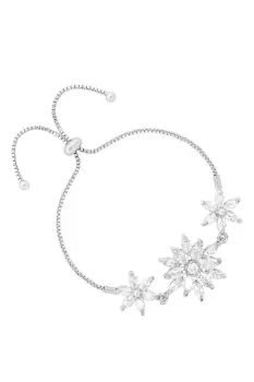 Image of Silver Plated Triple Flower Toggle Bracelet