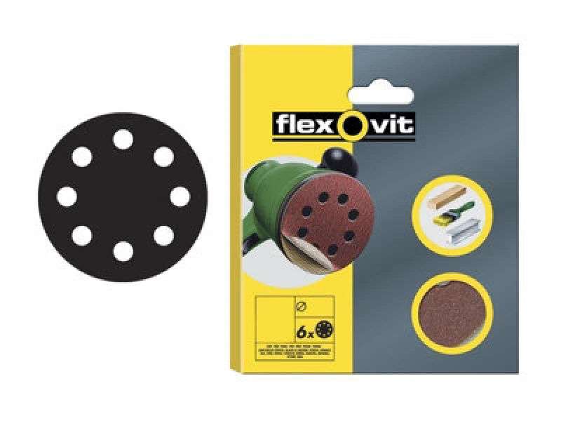 Image of Flexovit 78072764743 Hook & Loop Sanding Disc 115mm Coarse 50G (Pack 6) Flv64743