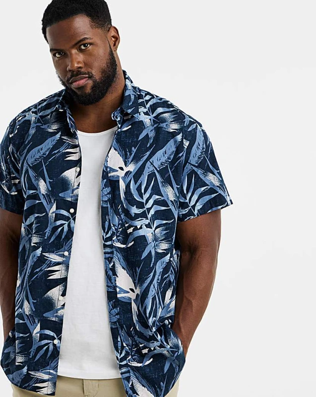 Image of jack & jones Jack & Jones Honolulu Printed Shirt Navy Multi - JACK & JONES - Size: 3XL(56) Navy Multi Male 3XL(56) JA08905