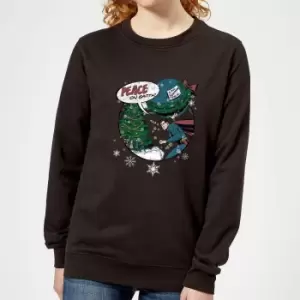 image of DC Superman Peace On Earth Womens Christmas Jumper - Black - M - Black