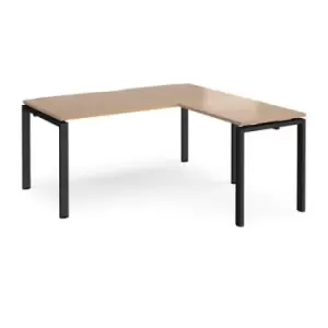 Image of Bench Desk Add On Return Desk 1600mm Beech Tops With Black Frames Adapt