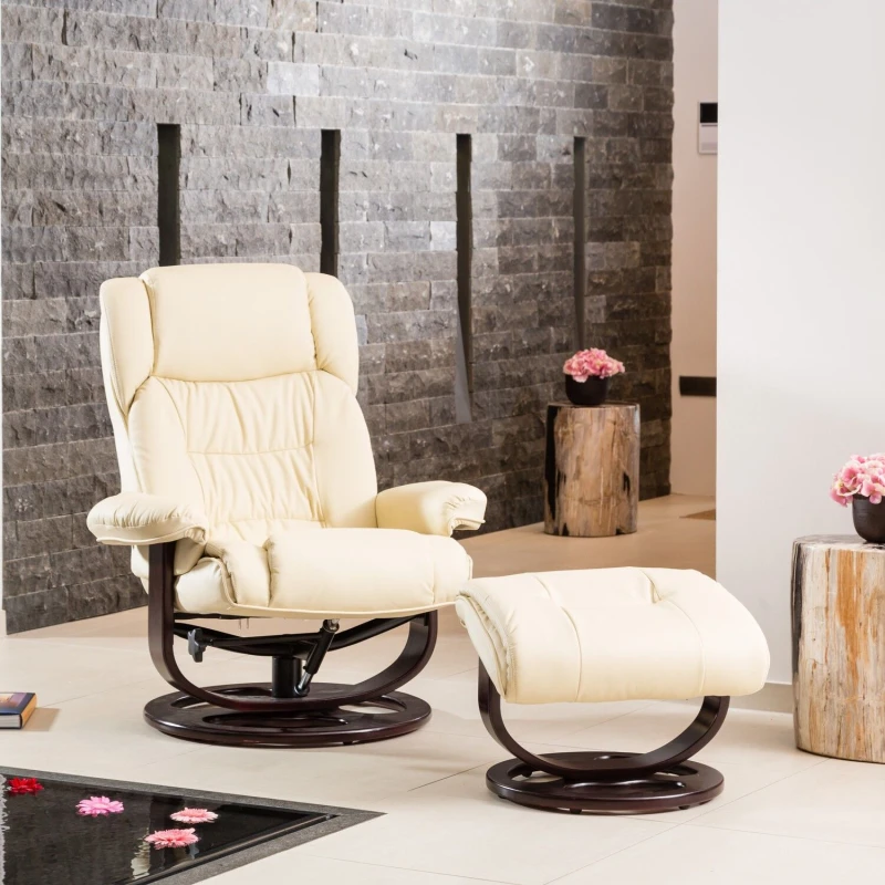 Image of Artemis Home Gilchrist Swivel Recliner & Footstool in Cream Cream Unisex