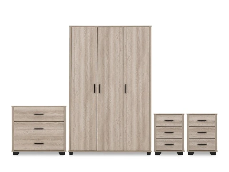 Image of Seconique Oliver 3 Door Wardrobe Bedroom Set Light Oak