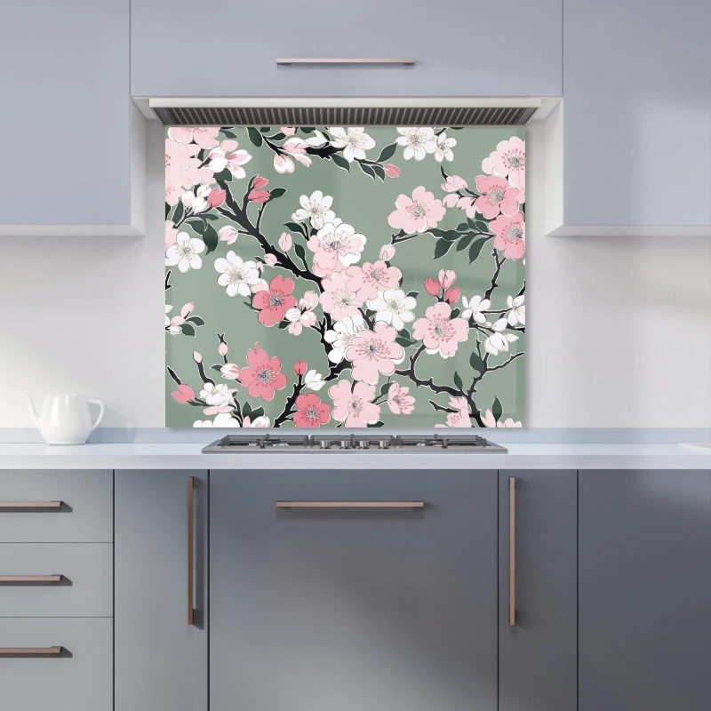 Image of Warren Reed - Designer Pink Floral Abstract Pattern Kitchen Splashback Size: 600mm x 750mm Pink Unisex 600mm x 750mm