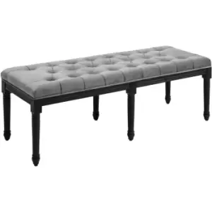 Image of Fabric Bed End Bench Velvet Upholstered Tufted Accent Lounge Sofa - Grey - Homcom