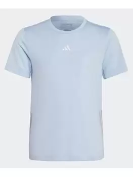 Image of adidas Running Aeroready 3-stripes T-Shirt, Blue, Size 11-12 Years