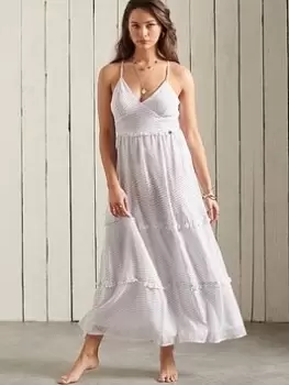 Image of Superdry Margaux Maxi Dress - White, Size 10, Women