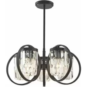 image of Impex Talin 5 Light Semi-Flush Black Ceiling Fitting