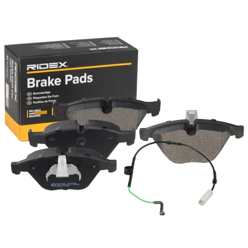 Image of RIDEX 402B1795 Brake pad set Front Axle, prepared for wear warning indicator, with piston clip Brake Pad Set,disc brake (402)