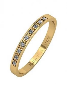 Image of Love DIAMOND Personalised 9ct Gold 5 Point Diamond 2.5mm Wedding Band, Gold, Size H, Women