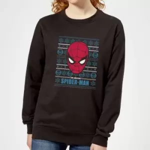 image of Marvel Spider-Man Womens Christmas Jumper - Black - L - Black