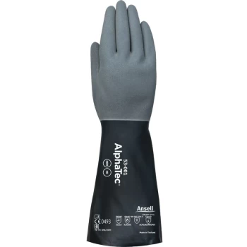 Image of Chemical Resistant Gloves, Nitrile, Black/Grey, Size 10 - Ansell