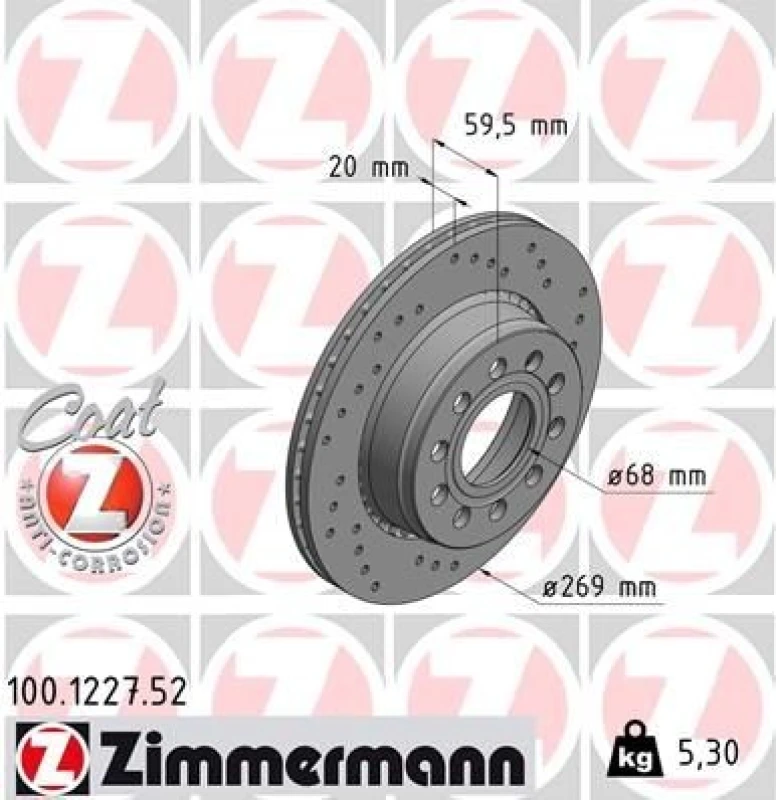 Image of ZIMMERMANN Brake disc ZIMMERMANN 100.1227.52