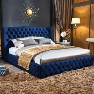 Image of Gerald Bed Double Plush Velvet Blue