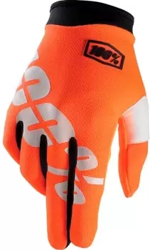 image of 100% iTrack Motocross Gloves, white-orange Size M white-orange, Size M