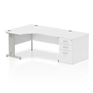 Image of Dynamic Corner Left Hand Desk White MFC Cable Managed Cantilever Leg Grey Frame Impulse 2030/1200 x 800/600 x 730mm