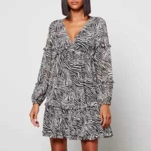 Image of Michael Kors Womens Zebra Mini Ls Dress - Bone - XS