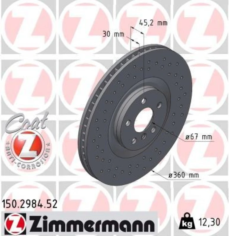 Image of ZIMMERMANN Brake disc ZIMMERMANN 150.2984.52