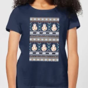Image of Star Wars BB-8 Pattern Womens Christmas T-Shirt - Navy - L