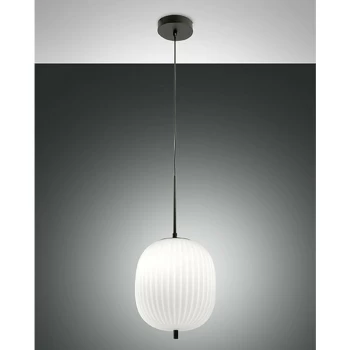 Image of Fabas Luce Lighting - Fabas Luce Domizia Globe Pendant Ceiling Lights Black Glass, E27