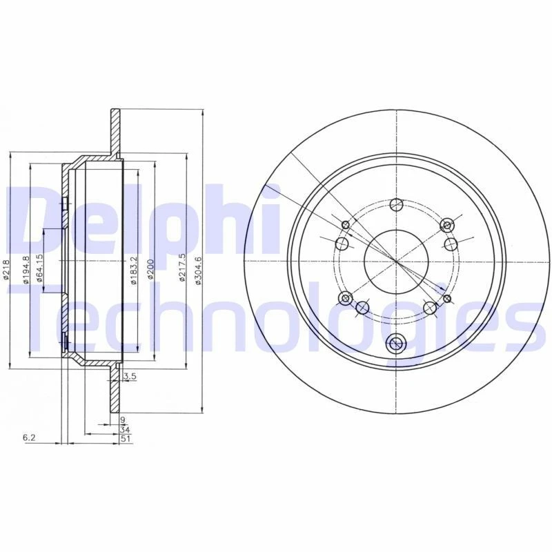 Image of DELPHI Brake disc DELPHI BG4064C