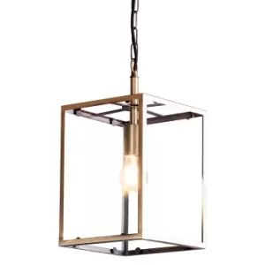 Image of Ceiling Pendant Light Matt Antique Brass & Clear Glass 10W LED E27 e10175